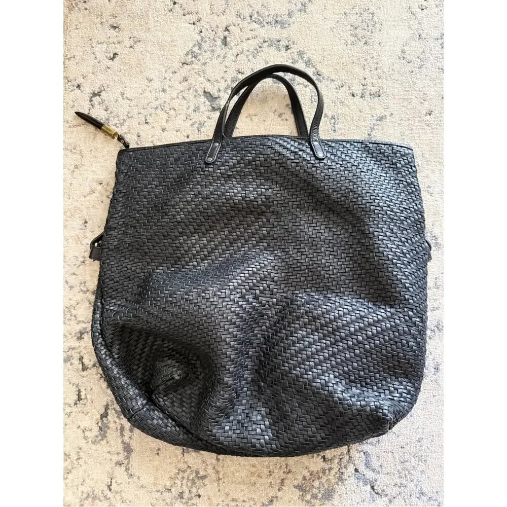 Kempton & Co Woven Leather Morleigh Foldover Tote